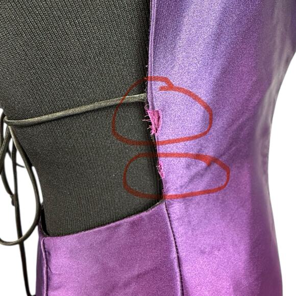 Morgan And Co Vintage Maxi Dark Purple Prom Ombré Tie Back Dress Sz 9/10 READ - Picture 3 of 14